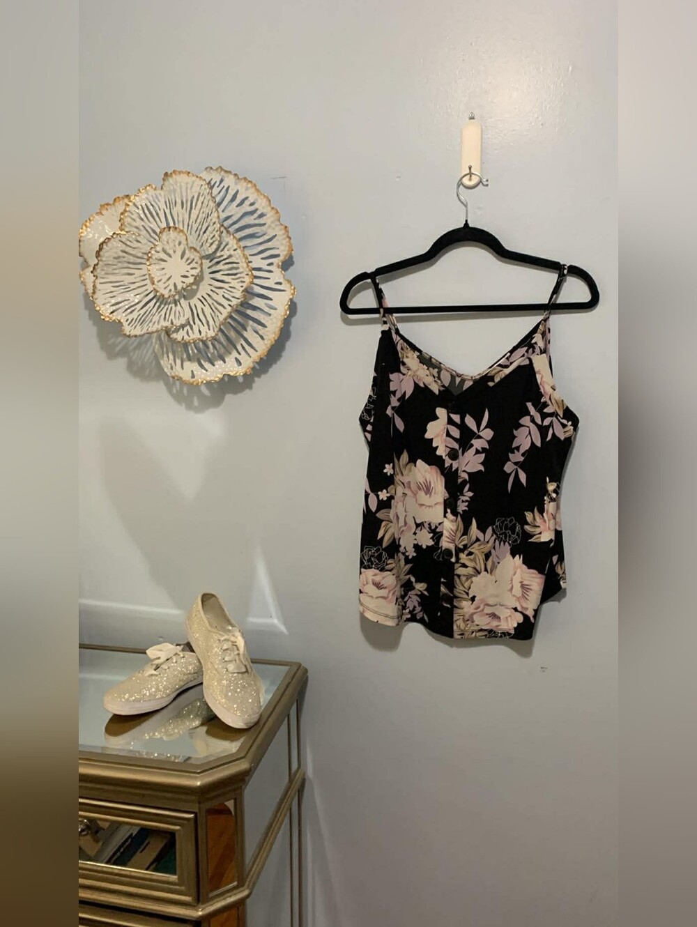 Ricki's Black Floral Spaghetti Strap Cami